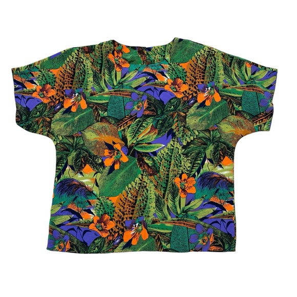 Vintage Nicola Brand Jungle Print Short Sleeve Blouse Size Medium - Picture 6 of 10